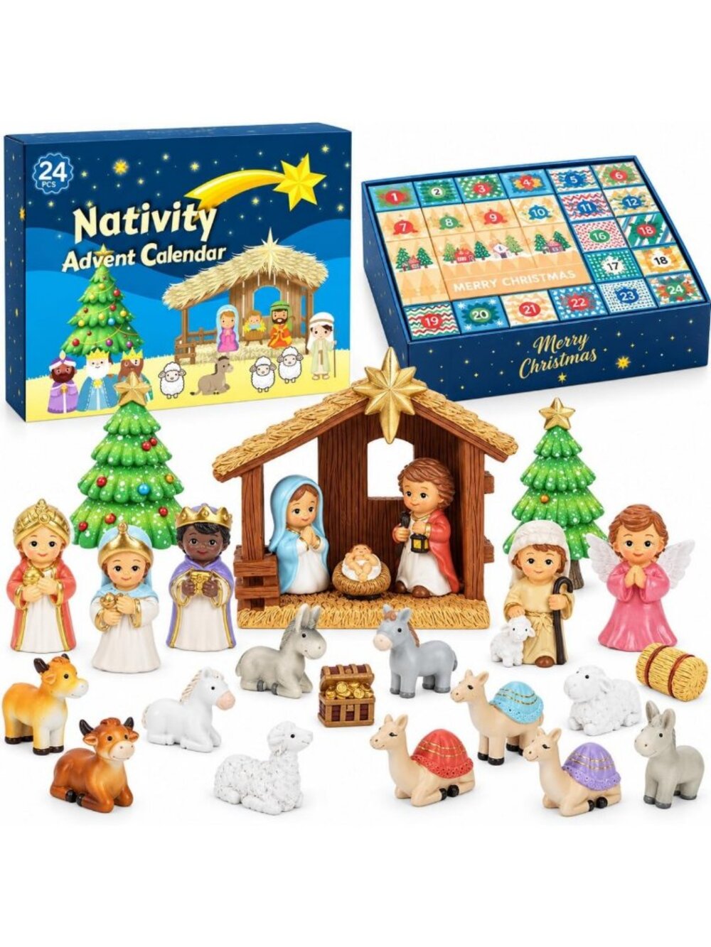 2026 Christmas Advent Calendar for Kids - 24 Days Nativity Scene Countdown Toy
